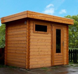 Log Cabin with a flat roof